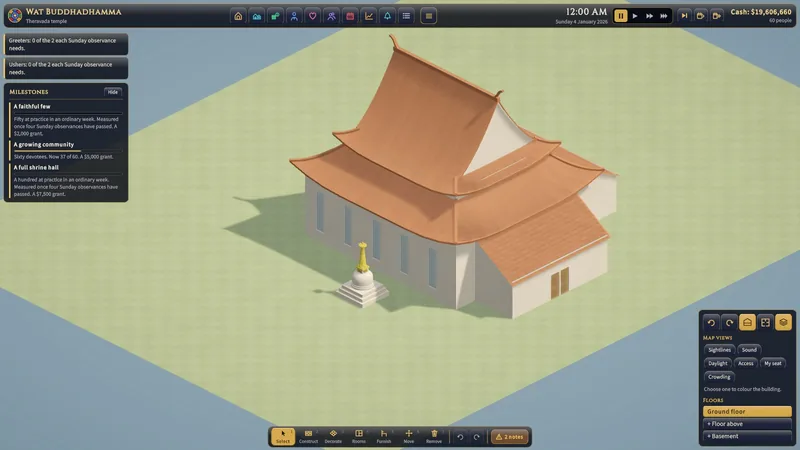 A Thai-style temple with tiered roofs and a stupa.
